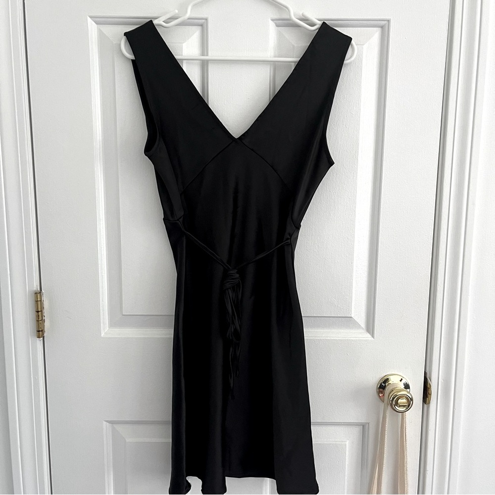 Peppermayo Satin Mini Dress in Black